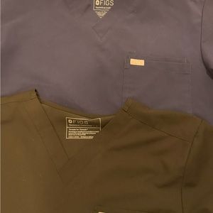 4 Leon figs scrub tops. Size large. Gently used condition. Ceil blue, navy,black